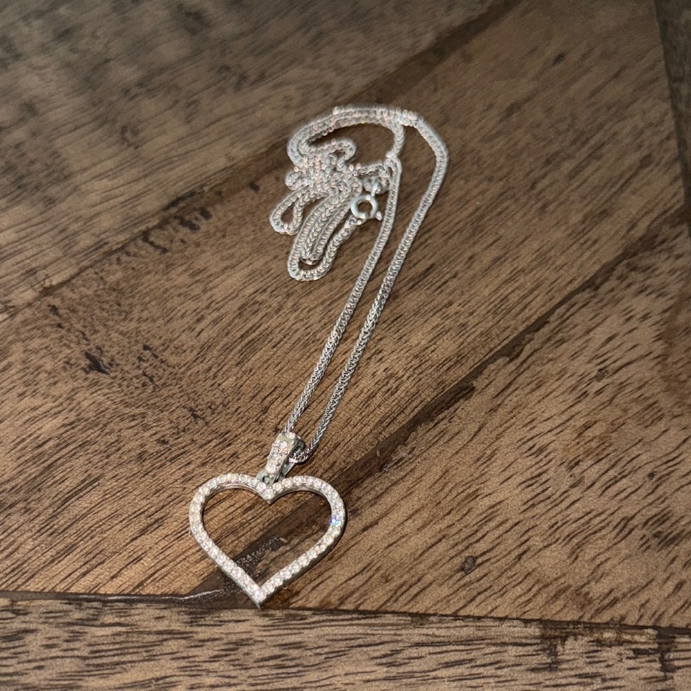 Elegant Silver Heart Pendant Necklace Sterling  Silver